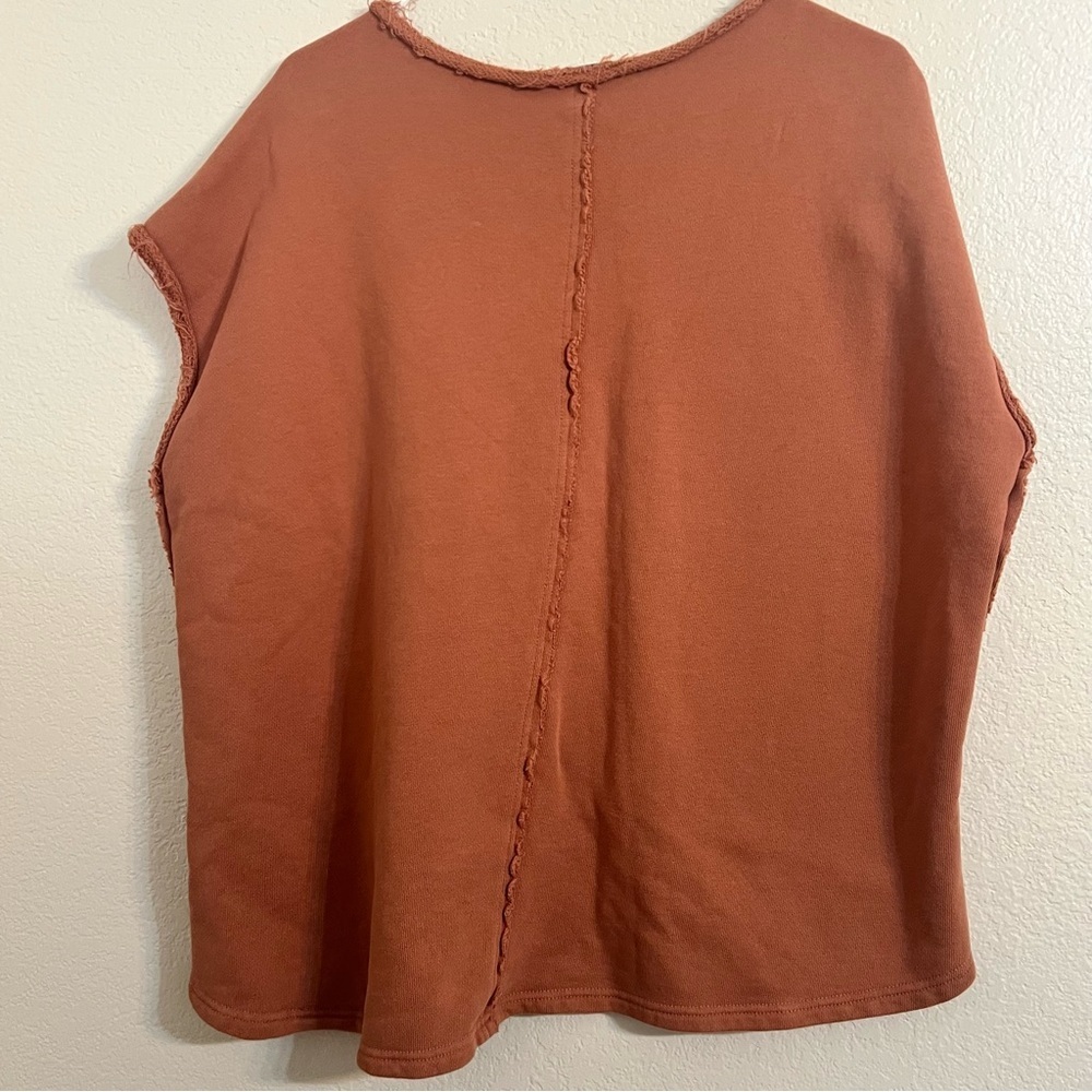 She sky boho boxy Raw-Edge Boxy Top terry earthy boho beach cotton chic high low - Picture 8 of 12
